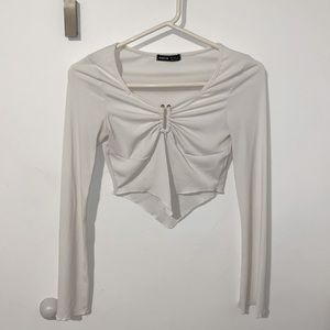 White Long Sleeve Crop